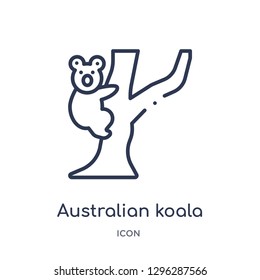 Linear australian koala icon from Culture outline collection. Thin line australian koala icon vector isolated on white background. australian koala trendy illustration