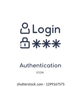 Linear authentication icon from Internet security and networking outline collection. Thin line authentication icon isolated on white background. authentication trendy illustration
