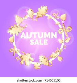 Linear Autumn sale banner. Vector illustration in a modern style