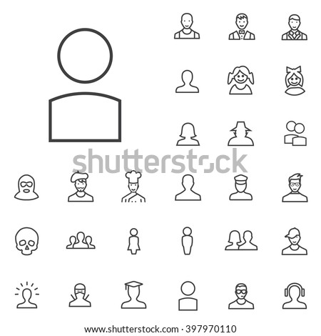 Linear avatar icons set. Universal avatar icon to use in web and mobile UI, avatar basic UI elements set