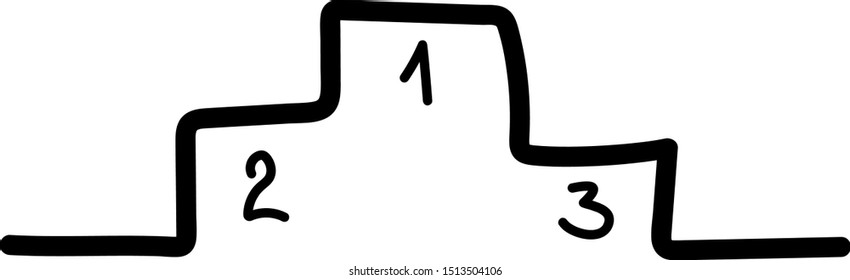 linear award podium, symbol of sporting achievement, doodle style, vector illustration