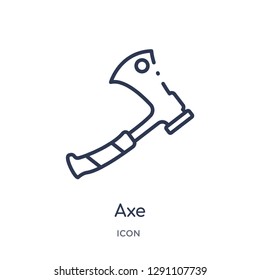 Linear axe icon from Camping outline collection. Thin line axe vector isolated on white background. axe trendy illustration