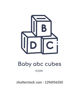Linear baby abc cubes icon from Education outline collection. Thin line baby abc cubes icon isolated on white background. baby abc cubes trendy illustration