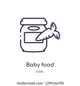 Icono de comida infantil lineal de la colección de esquinas de niños y bebés. Icono de la comida para bebés en línea delgada aislado en fondo blanco. ilustración de moda para la comida de bebé