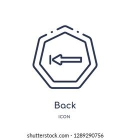 Linear back icon from Arrows outline collection. Thin line back vector isolated on white background. back trendy illustration