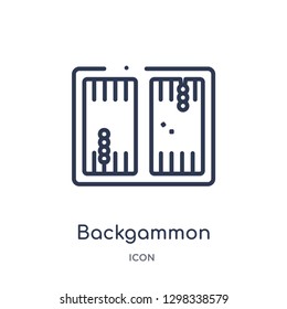 Linear backgammon icon from Gaming outline collection. Thin line backgammon icon isolated on white background. backgammon trendy illustration