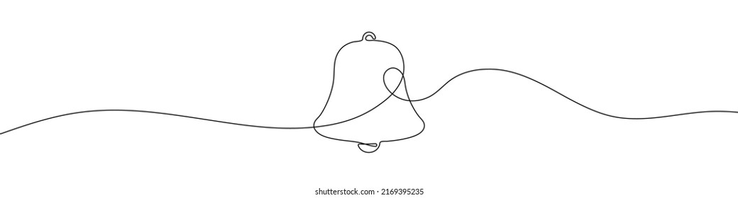 Linear background of bell. One continuous line drawing of a bell. Vector illustration. Bell icon isolated
