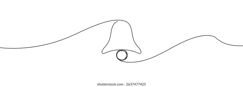 Linear background of bell. One continuous line drawing of a bell. Vector illustration. Bell icon isolated . Vector Illustration . EPS 10 .