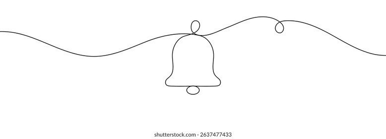 Linear background of bell. One continuous line drawing of a bell. Vector illustration. Bell icon isolated . Vector Illustration . EPS 10 .