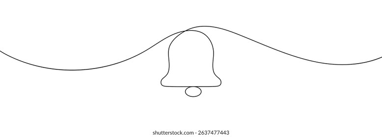 Linear background of bell. One continuous line drawing of a bell. Vector illustration. Bell icon isolated . Vector Illustration . EPS 10 .