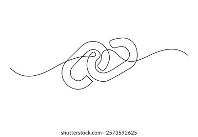 Linear background of chain. One continuous line drawing of a chain. Vector illustration. Chain icon in continuous line drawing style. Line art of chain icon.