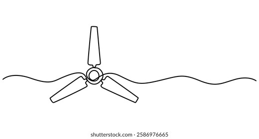 Linear background of fan. One continuous line drawing of fan. Vector illustration. simple isolated, Electric fan. Line icon on white background, outline pro vector minimal Electric Fan Line. 