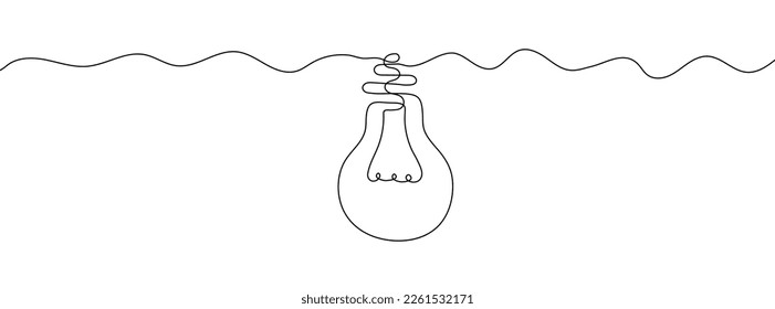 Linear background of light bulb. One continuous line drawing of a light bulb sign. Vector illustration. Linear light bulb icon isolated