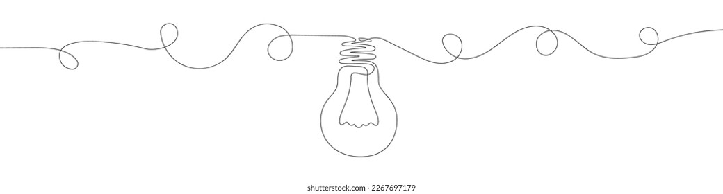 Linear background of light bulb. One continuous line drawing of a light bulb sign. Vector illustration. Linear light bulb icon isolated