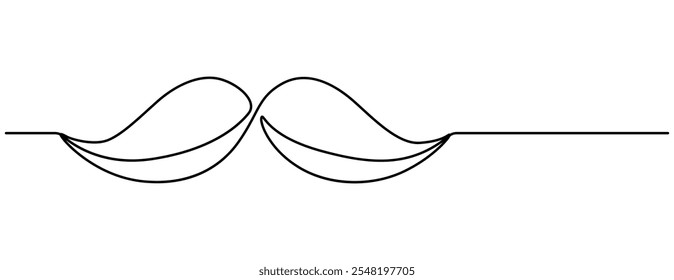 Fundo linear do bigode. Um desenho de linha contínua de um bigode. Ilustração vetorial. Ícone de bigode isolado, Mustache desenhado à mão ícone ilustração, Linha contínua única desenho estilo antigo.