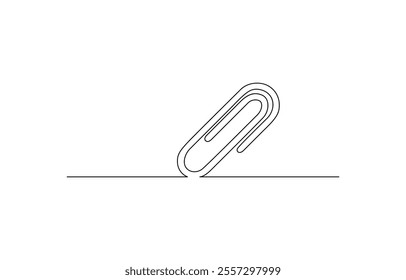 Linear background of paper clip. One continuous line drawing of a paper clip, One continuous line drawing of a paper clip. Vector illustration, 