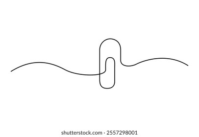 Linear background of paper clip. One continuous line drawing of a paper clip, One continuous line drawing of a paper clip. Vector illustration, 