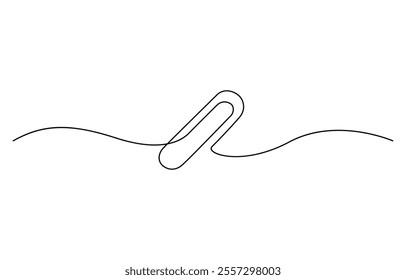 Linear background of paper clip. One continuous line drawing of a paper clip, One continuous line drawing of a paper clip. Vector illustration, 