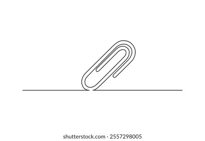 Linear background of paper clip. One continuous line drawing of a paper clip, One continuous line drawing of a paper clip. Vector illustration, 