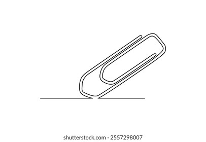 Linear background of paper clip. One continuous line drawing of a paper clip, One continuous line drawing of a paper clip. Vector illustration, 