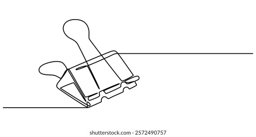 Linear background of paper clip. One continuous line drawing of a paper clip. Vector illustration. Paper clip icon isolated, Sketch,Paper clip, outline pro vector illustration, minimal simple concept.