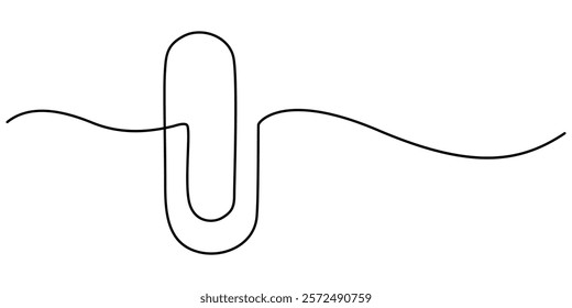 Linear background of paper clip. One continuous line drawing of a paper clip. Vector illustration. Paper clip icon isolated, Sketch,Paper clip, outline pro vector illustration, minimal simple concept.