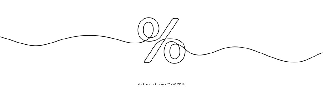 Linear background of percent sign. One continuous line drawing of a percent sign. Vector illustration. Linear percent icon isolated