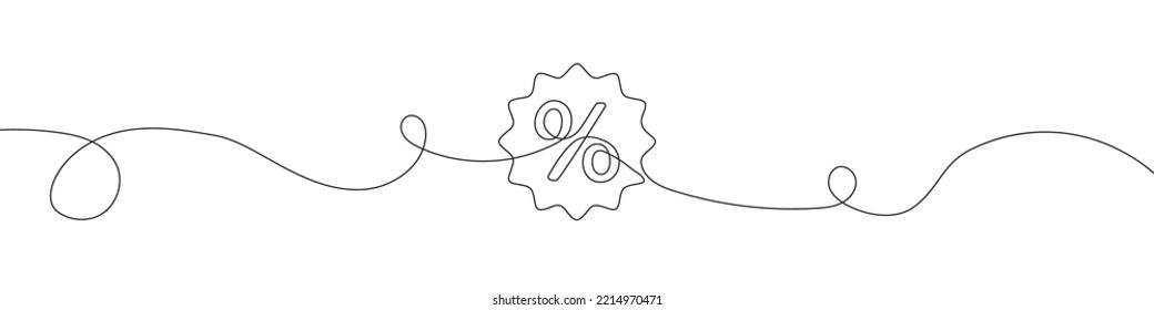 Linear Background Of Percent Sign. One Continuous Line Drawing Of A Percent Sign. Vector Illustration. Linear Percent Icon Isolated