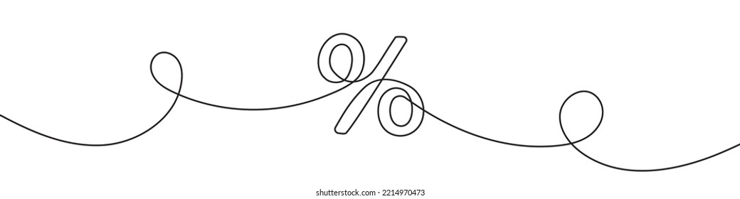 Linear Background Of Percent Sign. One Continuous Line Drawing Of A Percent Sign. Vector Illustration. Linear Percent Icon Isolated