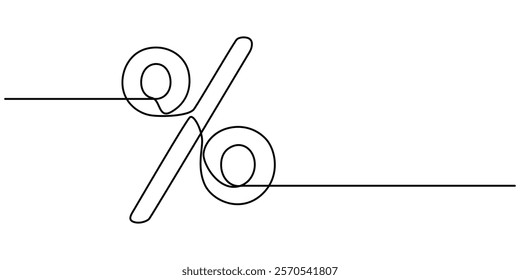 Linear background of percent sign. One continuous line drawing of a percent sign. Vector illustration. Linear percent icon isolated, Continuous one line percent sign. Stock illustration., outline pro.