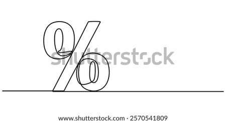 Linear background of percent sign. One continuous line drawing of a percent sign. Vector illustration. Linear percent icon isolated, Continuous one line percent sign. Stock illustration., outline pro.