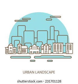 linear background with urban landscape, a stylish modern design for your business, vector illustration eps 10 