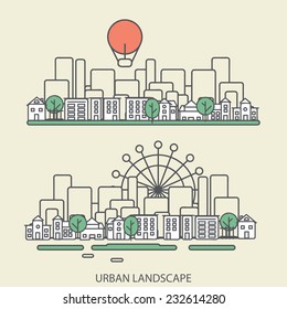 linear background with urban landscape, a stylish modern design for your business, vector illustration eps 10