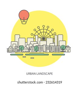 linear background with urban landscape, a stylish modern design for your business, vector illustration eps 10