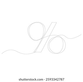 Linear background of vector percent signs. white background,One continuous line drawing of percent sign. Vector illustration. Isolated linear percent icon