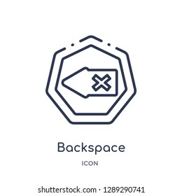 Linear backspace icon from Arrows outline collection. Thin line backspace vector isolated on white background. backspace trendy illustration