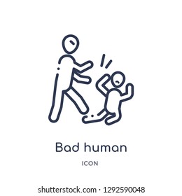 Linear bad human icon from Feelings outline collection. Thin line bad human icon vector isolated on white background. bad human trendy illustration