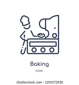 Linear baking icon from Free time outline collection. Thin line baking icon vector isolated on white background. baking trendy illustration
