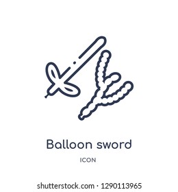 Linear balloon sword icon from Circus outline collection. Thin line balloon sword vector isolated on white background. balloon sword trendy illustration
