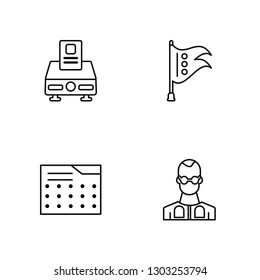 Linear Ballot, Calendar, Flags, Priest Vector Illustration Of 4 outline Icons. Editable Pack Of Ballot, Calendar, Flags, Priest
