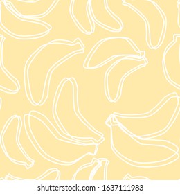 Linear banana fruit seamless pattern with linear fruit silhouette for wallpaper, shop banner background or textile print.