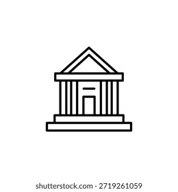Linear Bank Building Facade Icon Symbolizing Financial