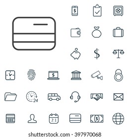 Linear Bank Icons Set. Universal Bank Icon To Use In Web And Mobile UI, Bank Basic UI Elements Set