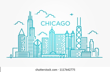 Linear banner of Chicago city