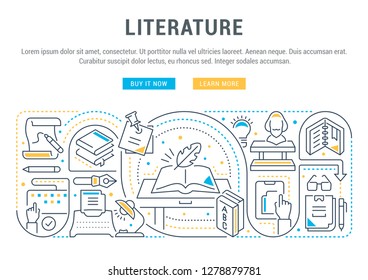 Linear banner of the literature. Vector linear icons for web sites and applications.   