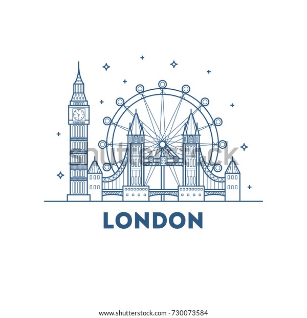 Linear Banner London City Stock Vector (Royalty Free) 730073584