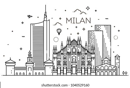 Linear Banner Of Milan City