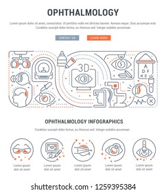 Linear banner of ophthalmology. Icons for web sites and applications.