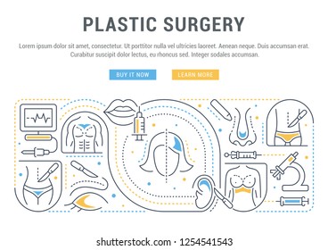 Linear banner of plastic surgery. Icons for web sites and applications. 