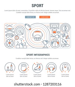 Linear banner of the sport. Vector linear icons for web sites and applications.   